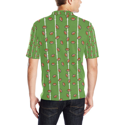 American Football on Field Themed Print Men Polo Shirt