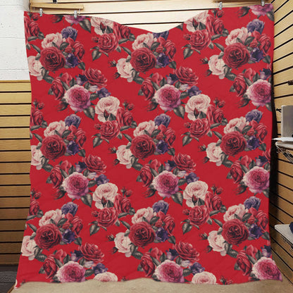 Rose Red Pattern Print Design RO07 Premium Quilt