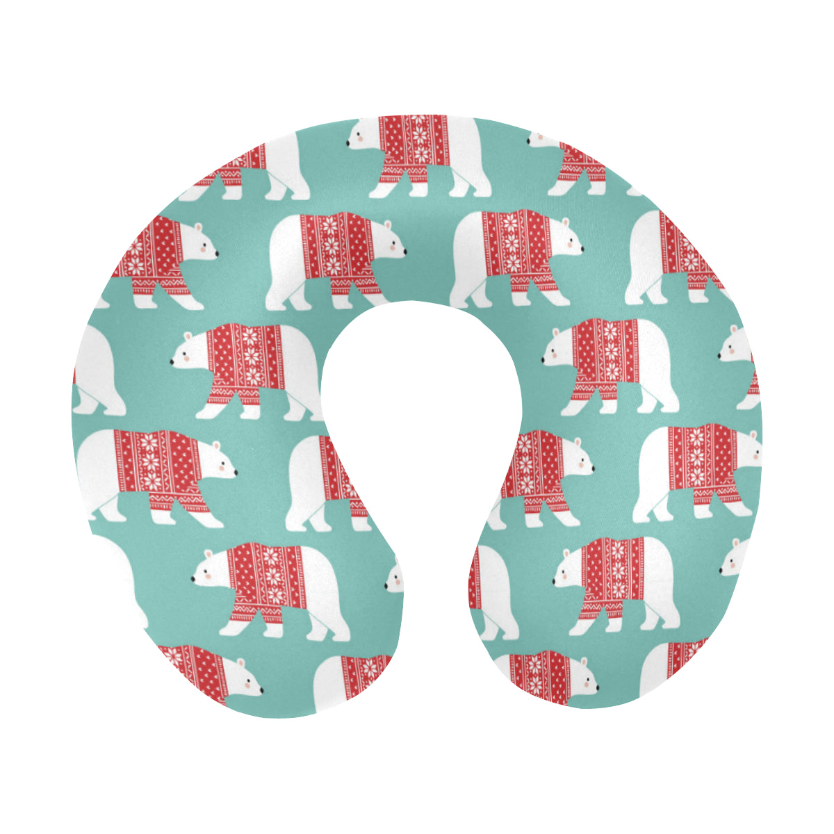 Polar Bear Pattern Print Design A04 U-Shaped Travel Neck Pillow