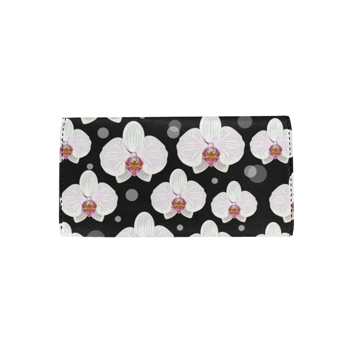 Orchid White Pattern Print Design OR09 Women's Trifold Wallet