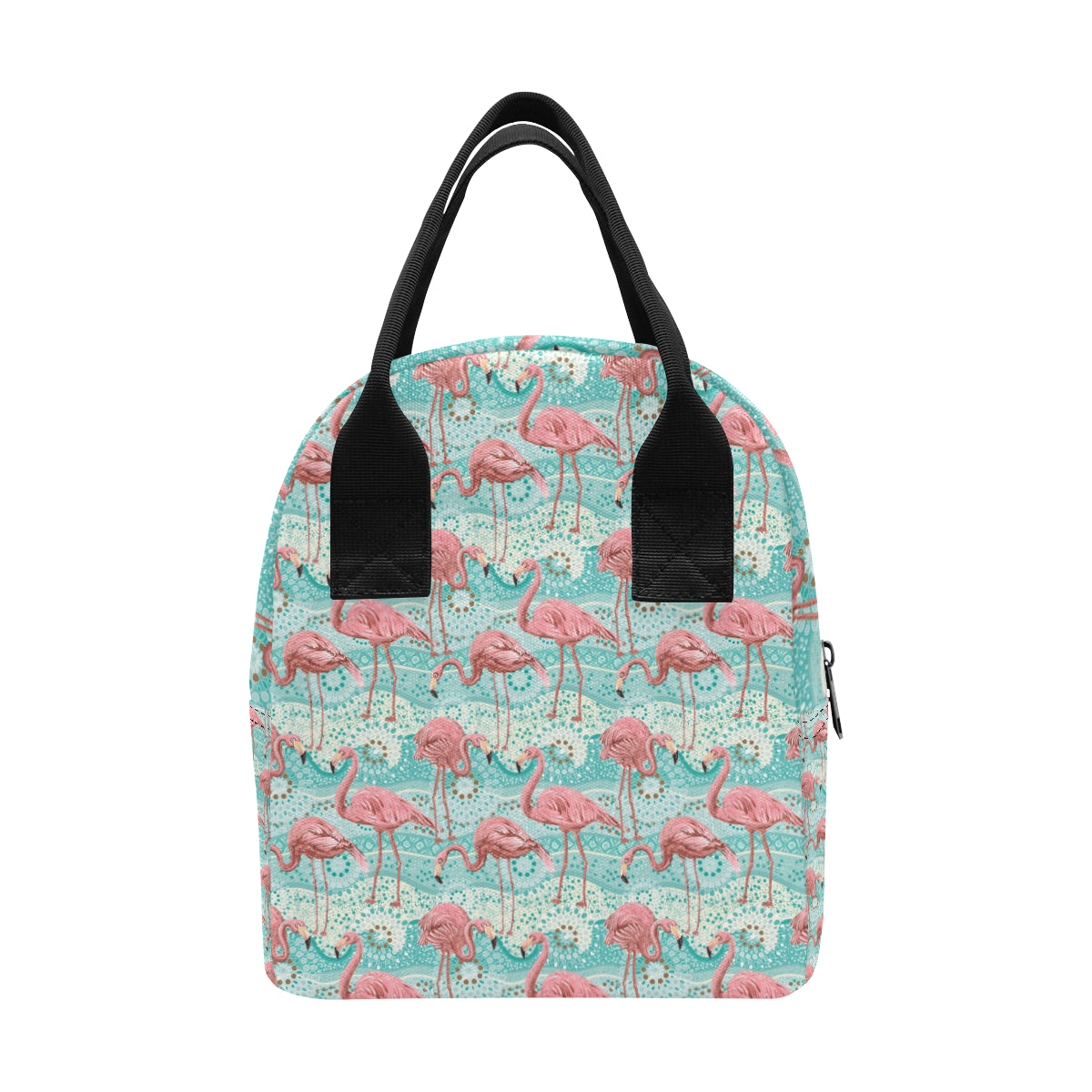 Flamingo Background Themed Print Insulated Lunch Bag