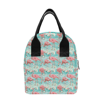 Flamingo Background Themed Print Insulated Lunch Bag