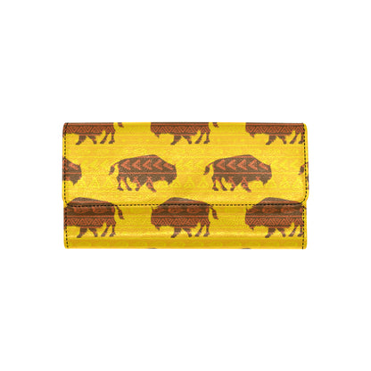 Bison Native Pattern Print Design 01 Women's Trifold Wallet