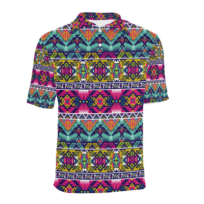 Indian Navajo Color Themed Design Print Men Polo Shirt