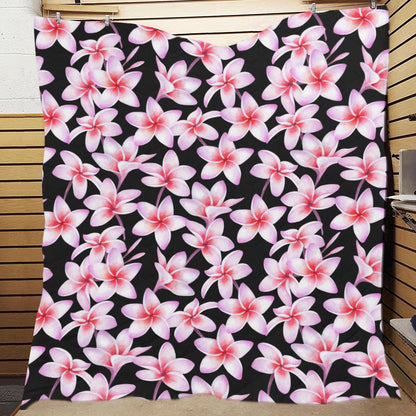 Pink Plumeria Pattern Print Design PM09 Premium Quilt