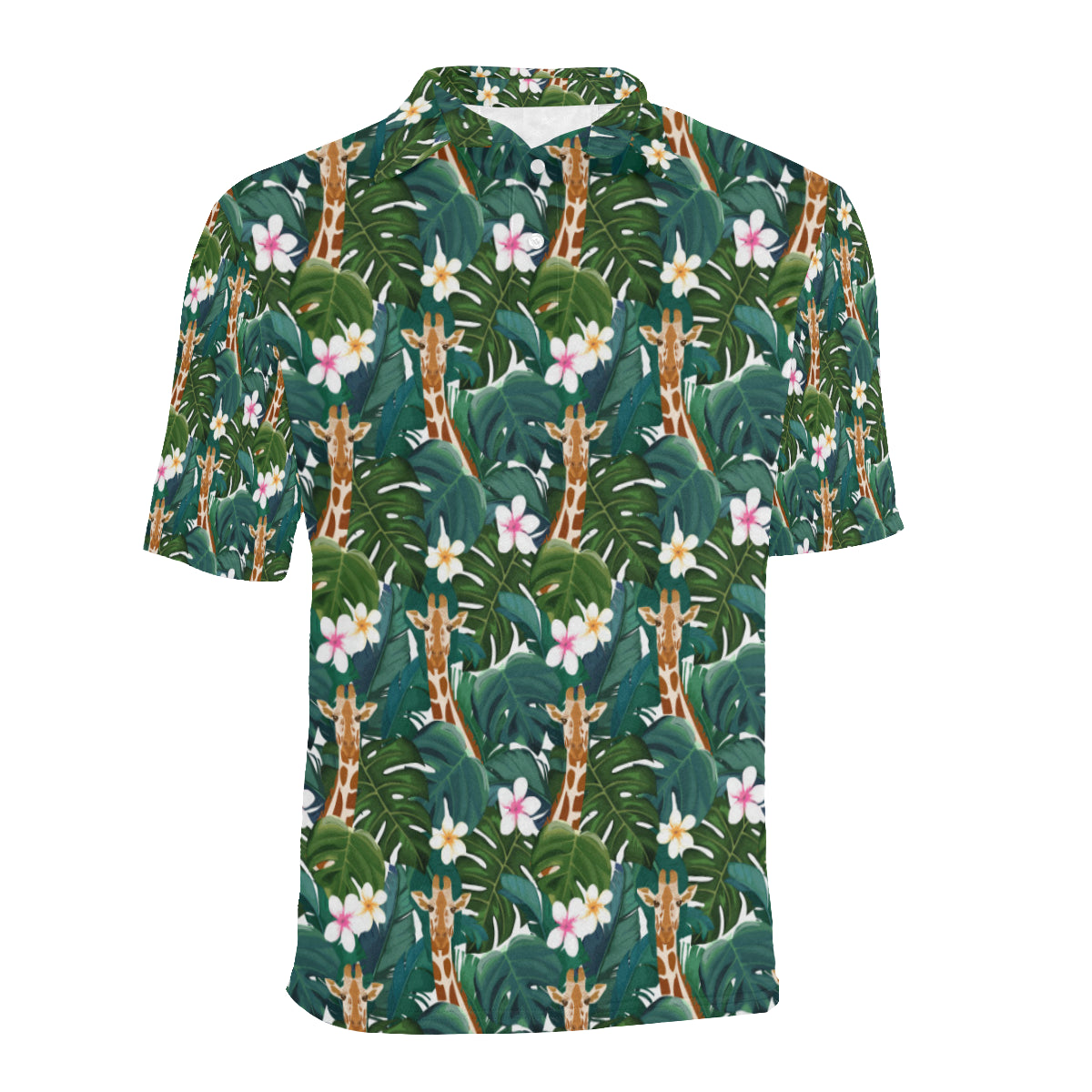 Giraffe Jungle Design Print Men Polo Shirt