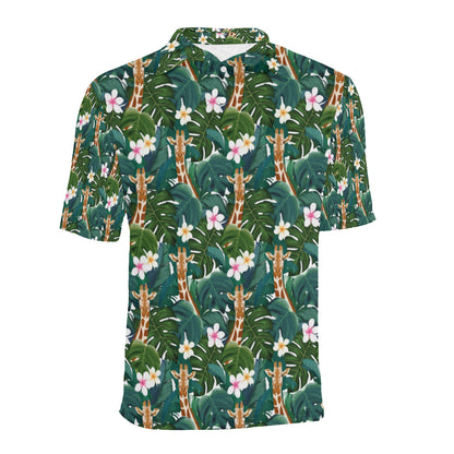 Giraffe Jungle Design Print Men Polo Shirt