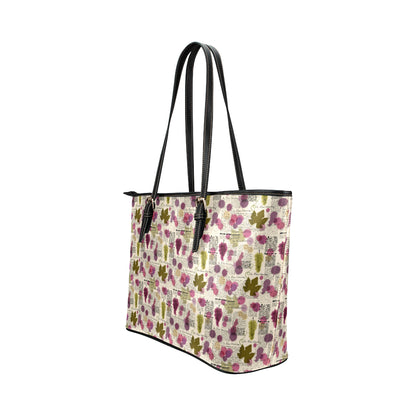 Wine Style Design Print Leather Tote Bag