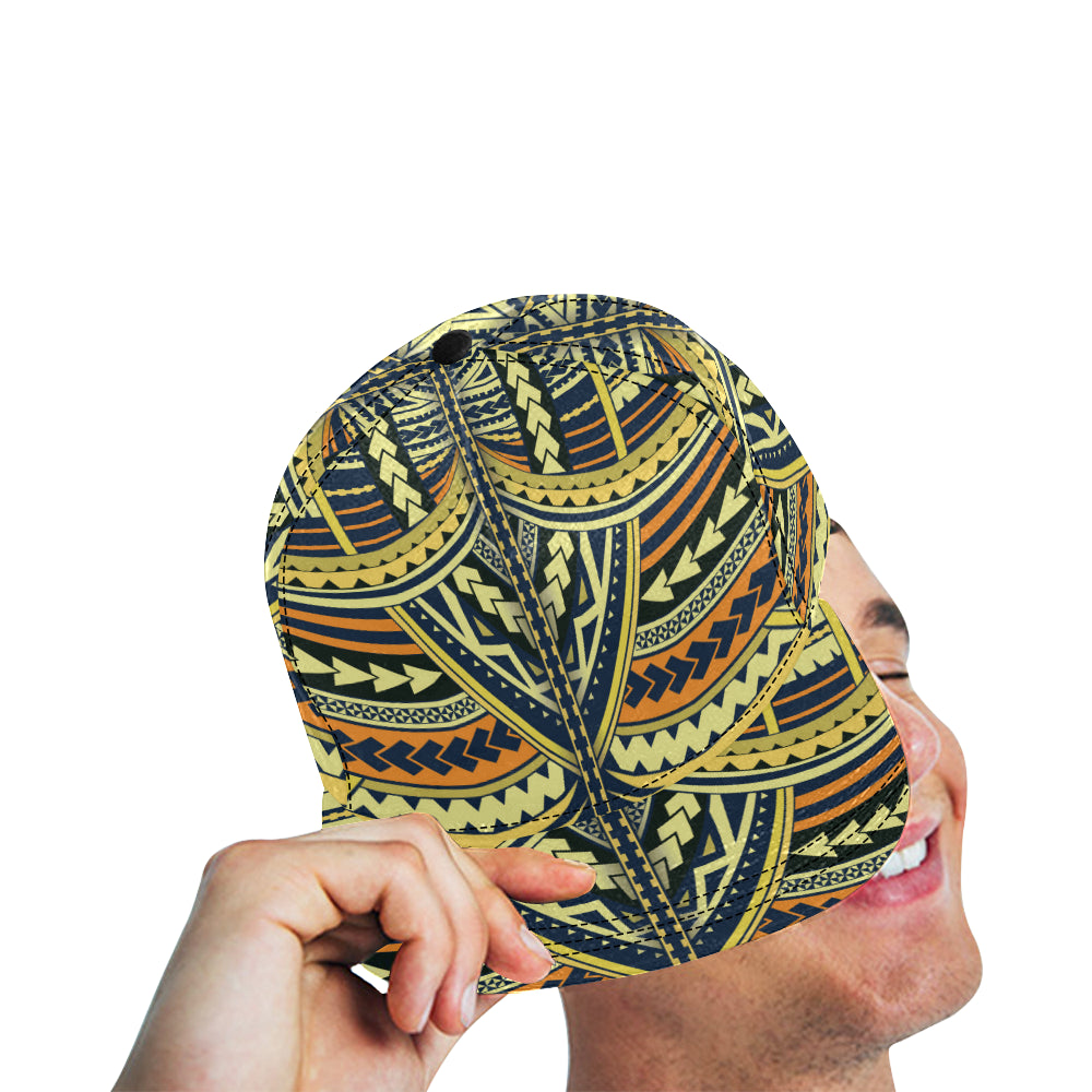 Polynesian Tattoo Print Snapback Cap