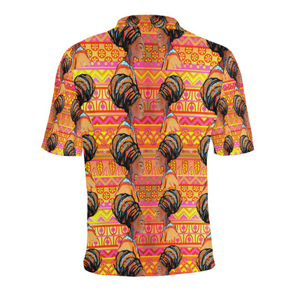 African Girl Aztec Men Polo Shirt