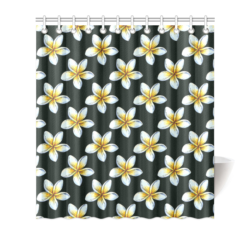 White Plumeria Pattern Print Design PM022 Shower Curtain