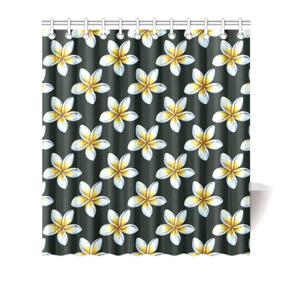 White Plumeria Pattern Print Design PM022 Shower Curtain