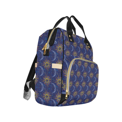 Celestial Moon Sun Pattern Print Design 01 Diaper Bag Backpack