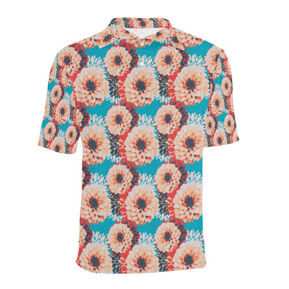 Dahlia Pattern Print Design DH05 Men Polo Shirt