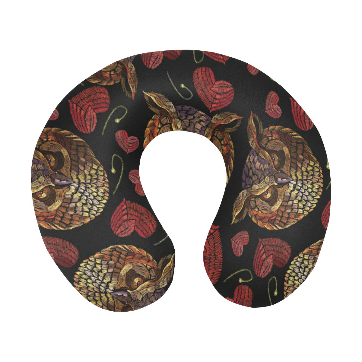 Owl Pattern Print Design A08 U-Shaped Travel Neck Pillow