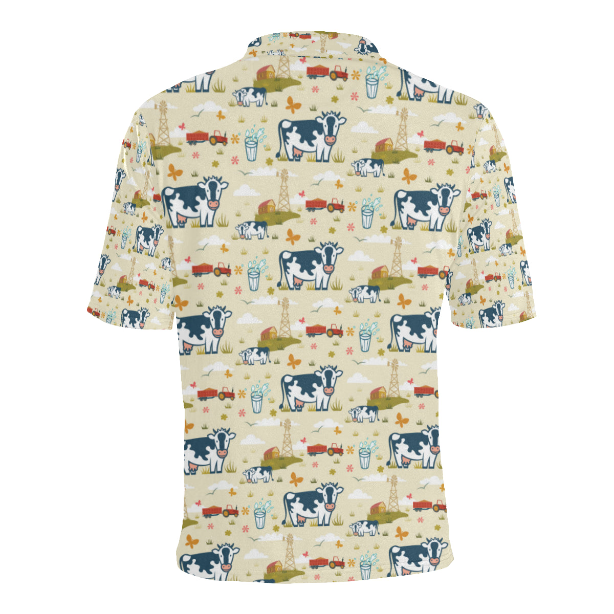 Cow Farm Design Print Men Polo Shirt