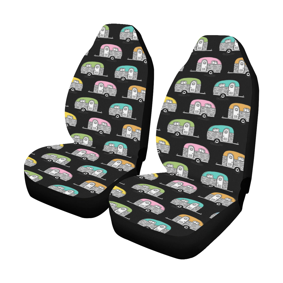 Camper Pattern Camping Themed No 2 Print Car Seat Covers (Set of 2)