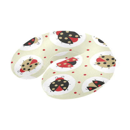 Ladybug Pattern Print Design 03 U-Shaped Travel Neck Pillow