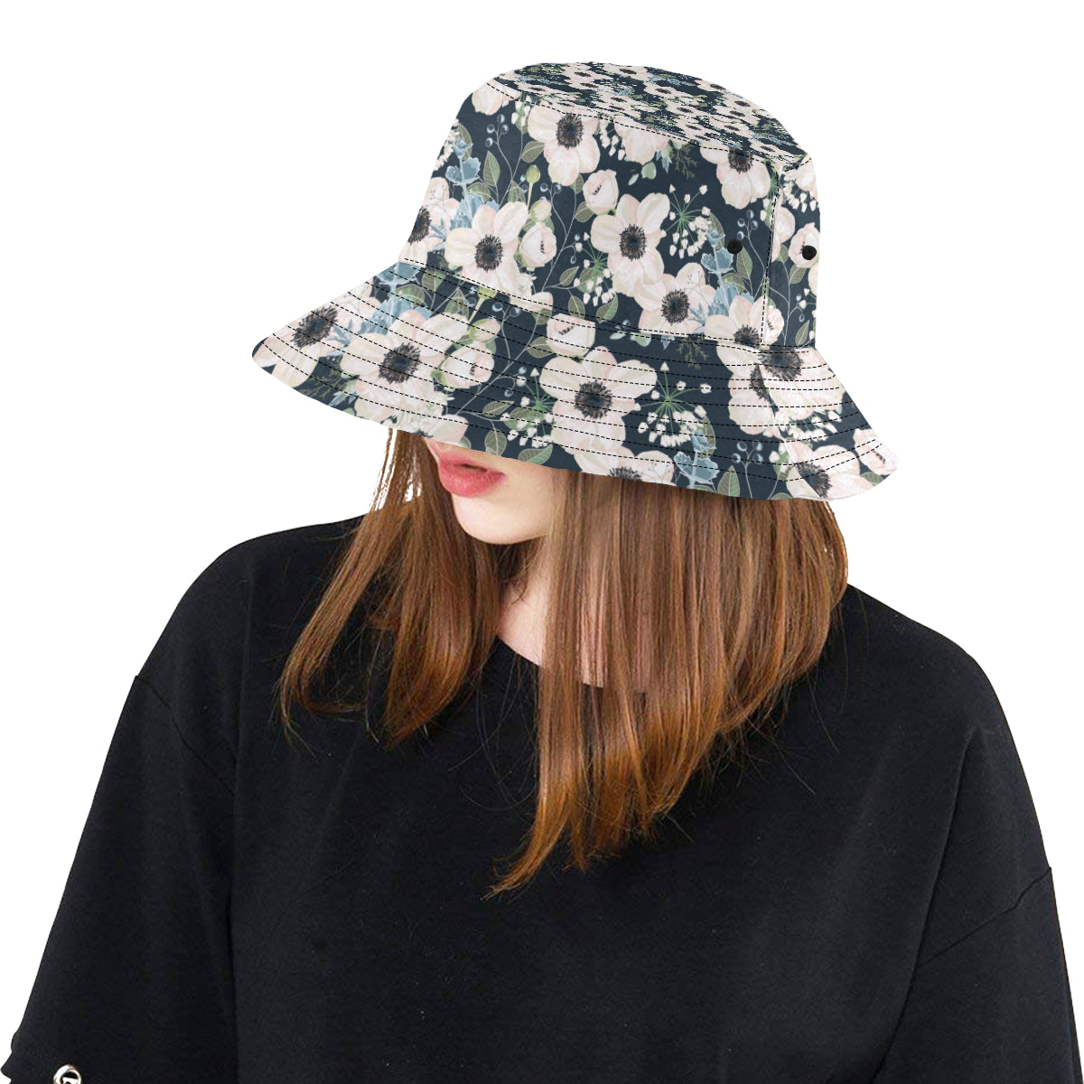 Anemone Pattern Print Design AM02 Unisex Bucket Hat