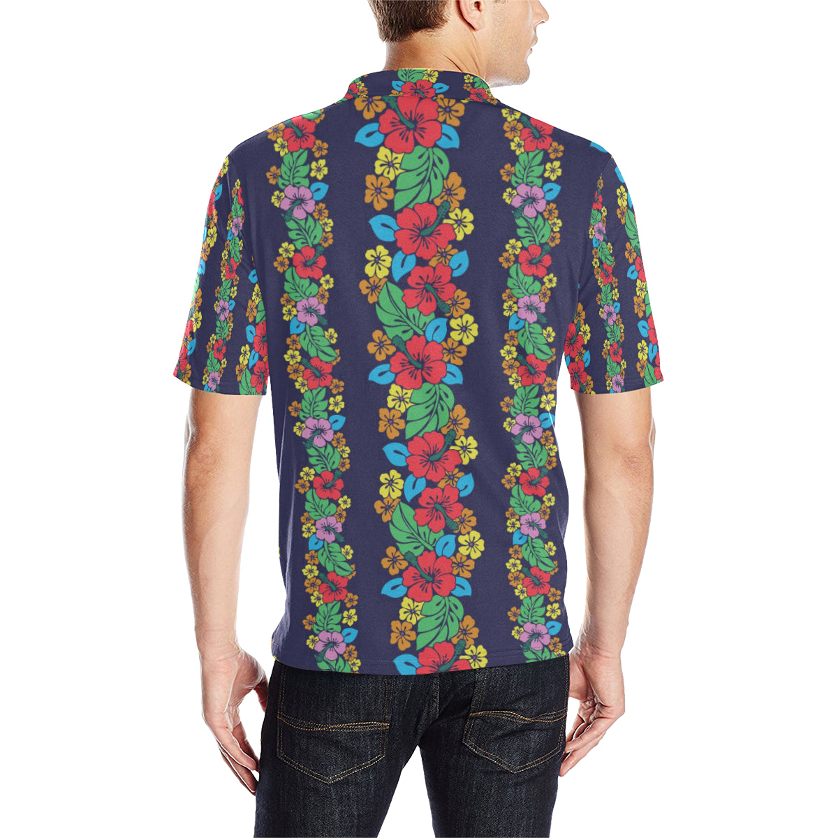 Hawaiian Themed Pattern Print Design H03 Men Polo Shirt