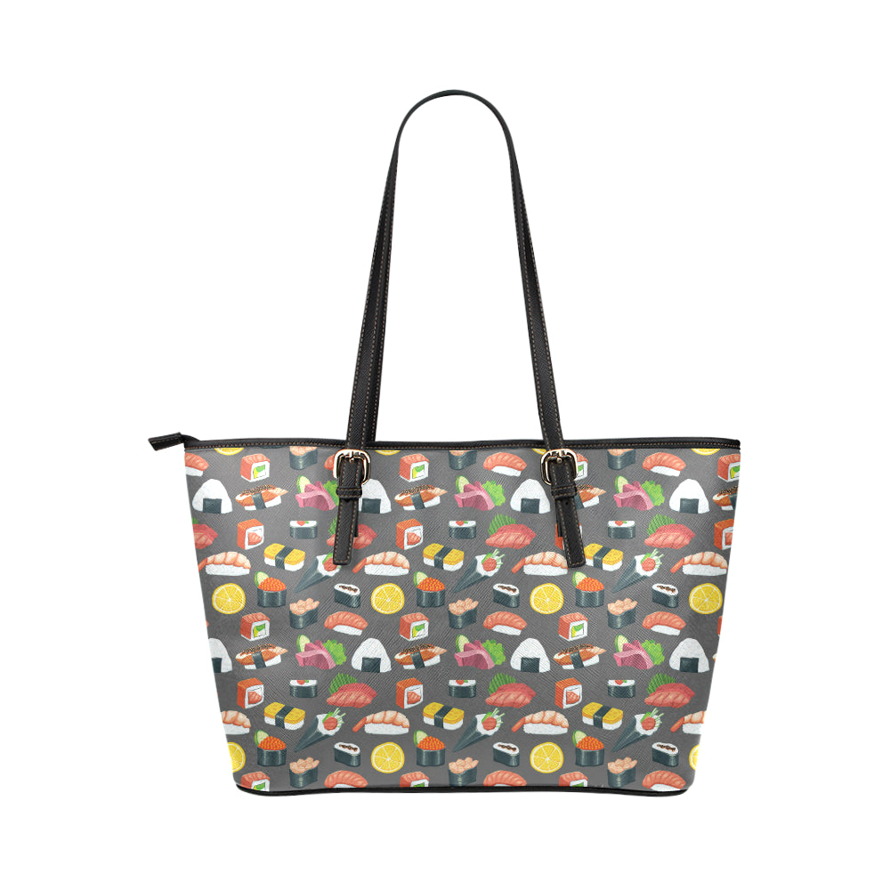 Sushi Pattern Print Leather Tote Bag