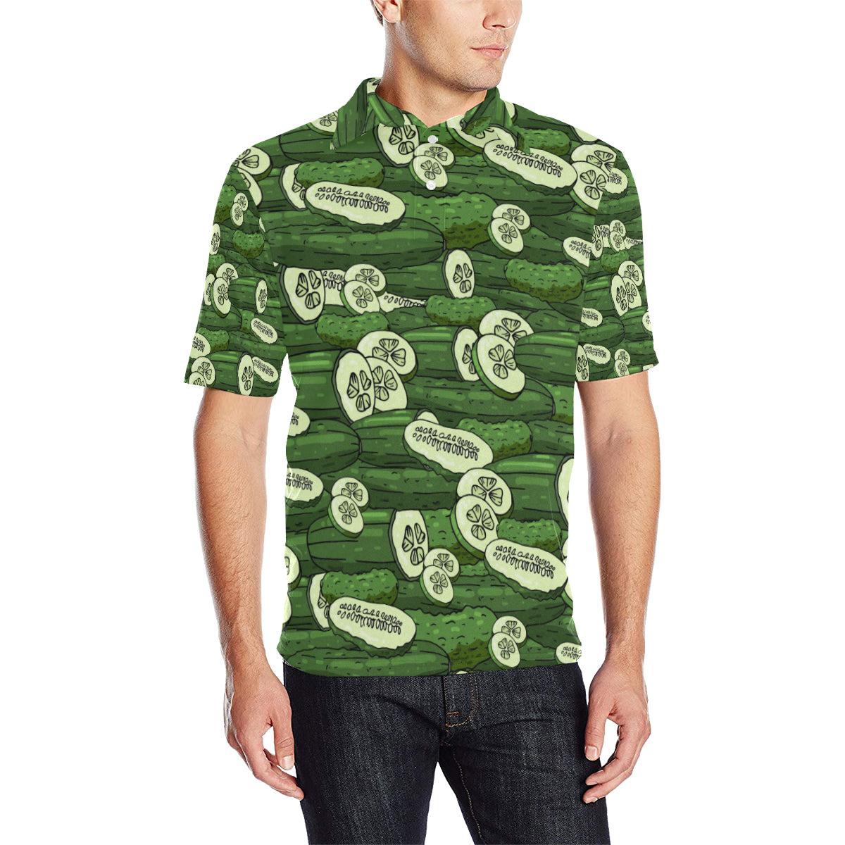 Cucumber Pattern Print Design CC01 Men Polo Shirt