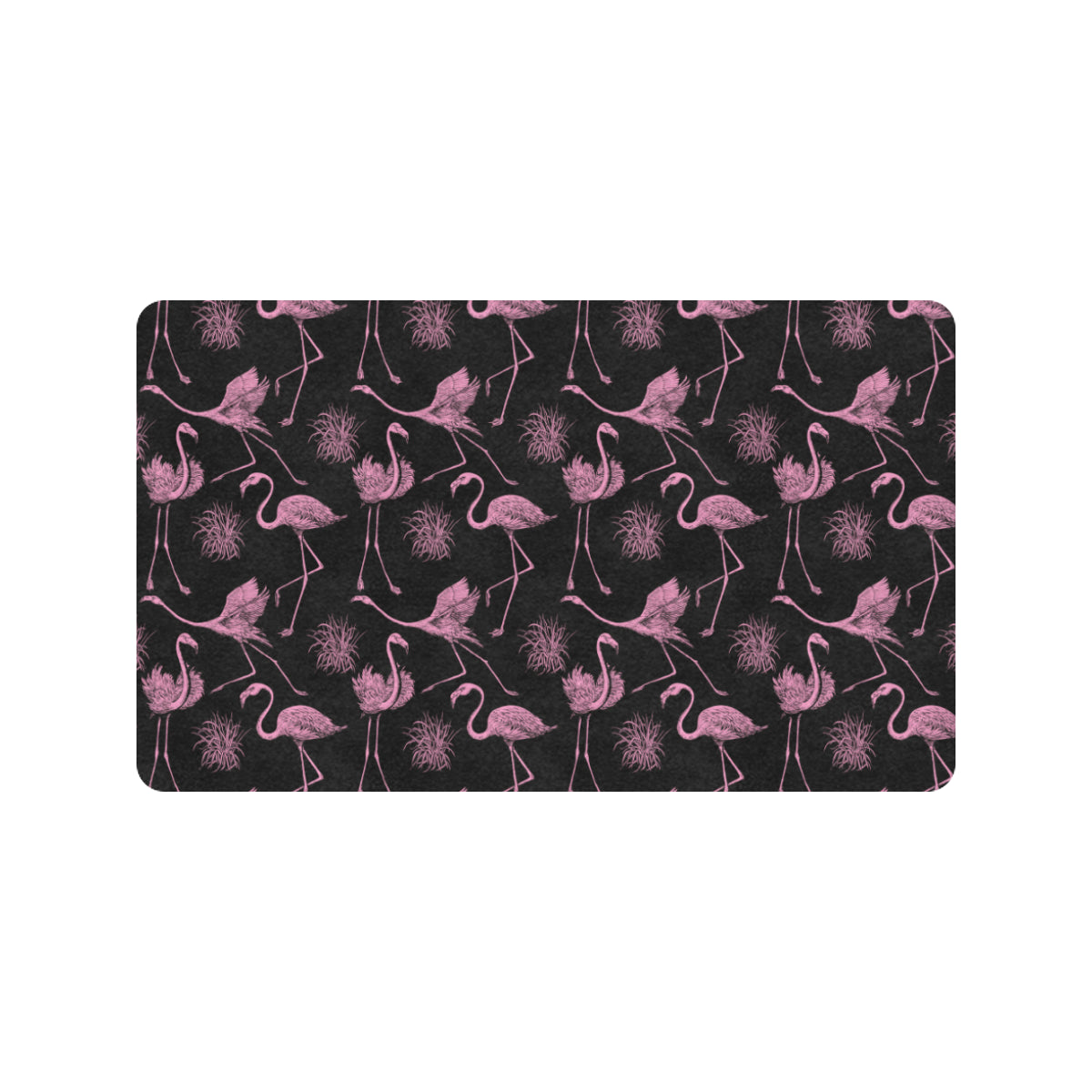 Flamingo Pink Print Pattern Rubber Doormat