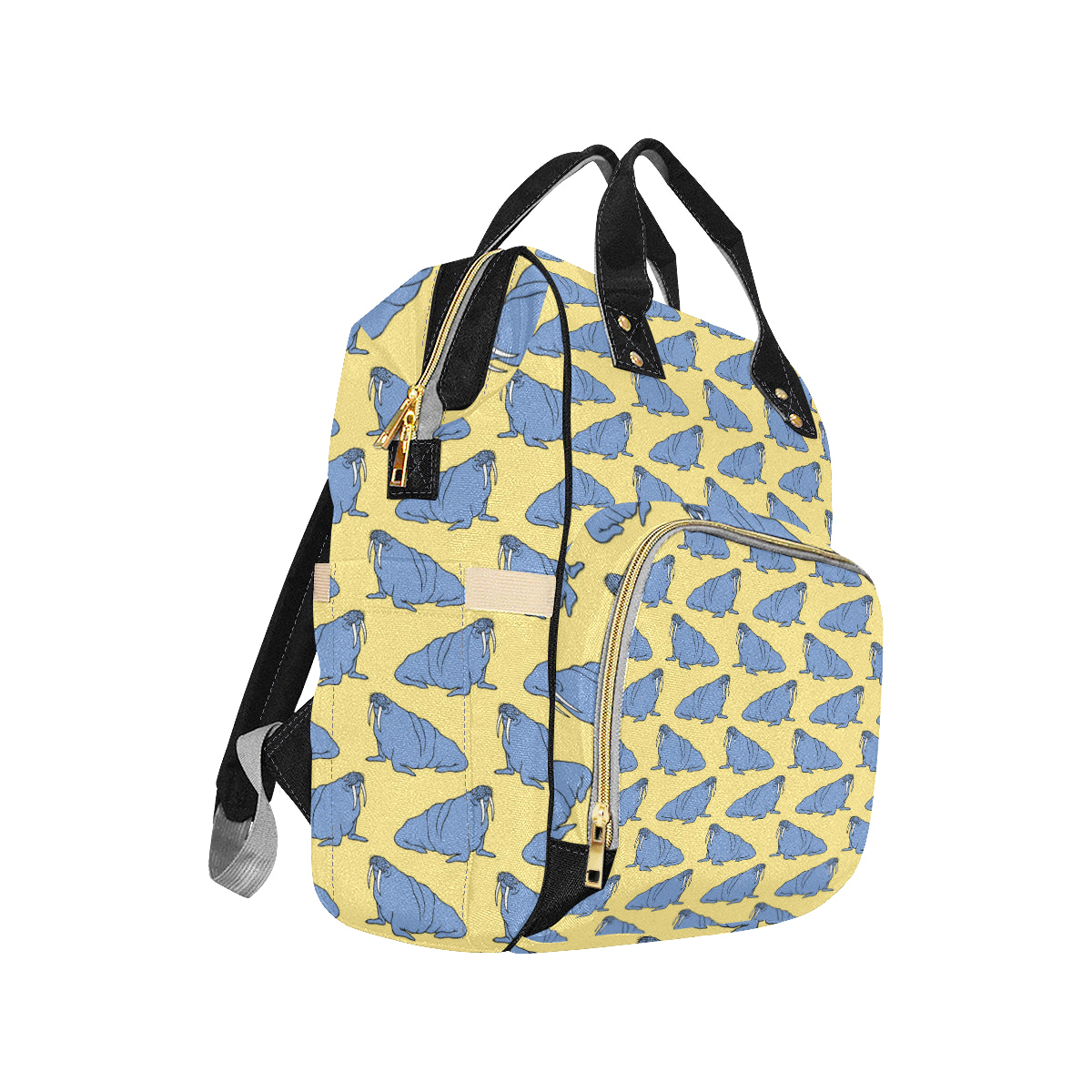 Walrus Pattern Print Design 02 Diaper Bag Backpack