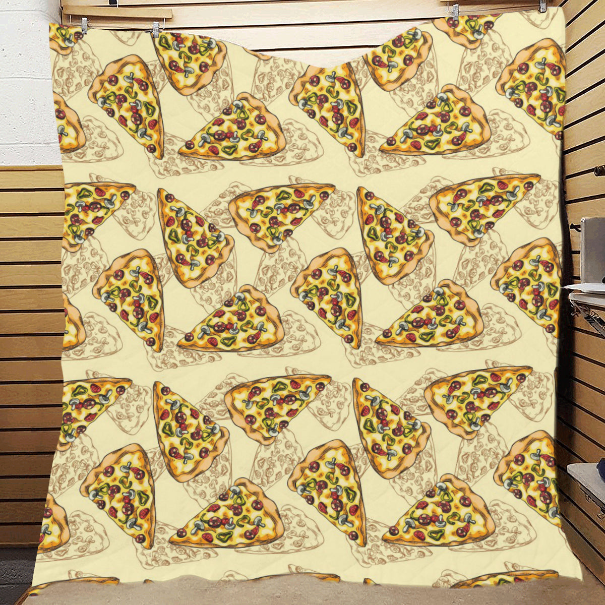 Pizza Pattern Print Design A01 Premium Quilt