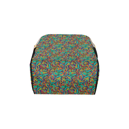 Psychedelic Trippy Floral Design Diaper Bag Backpack