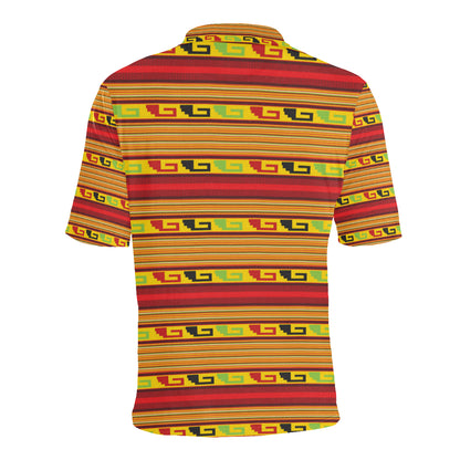 Mexican Blanket Ornament Print Pattern Men Polo Shirt