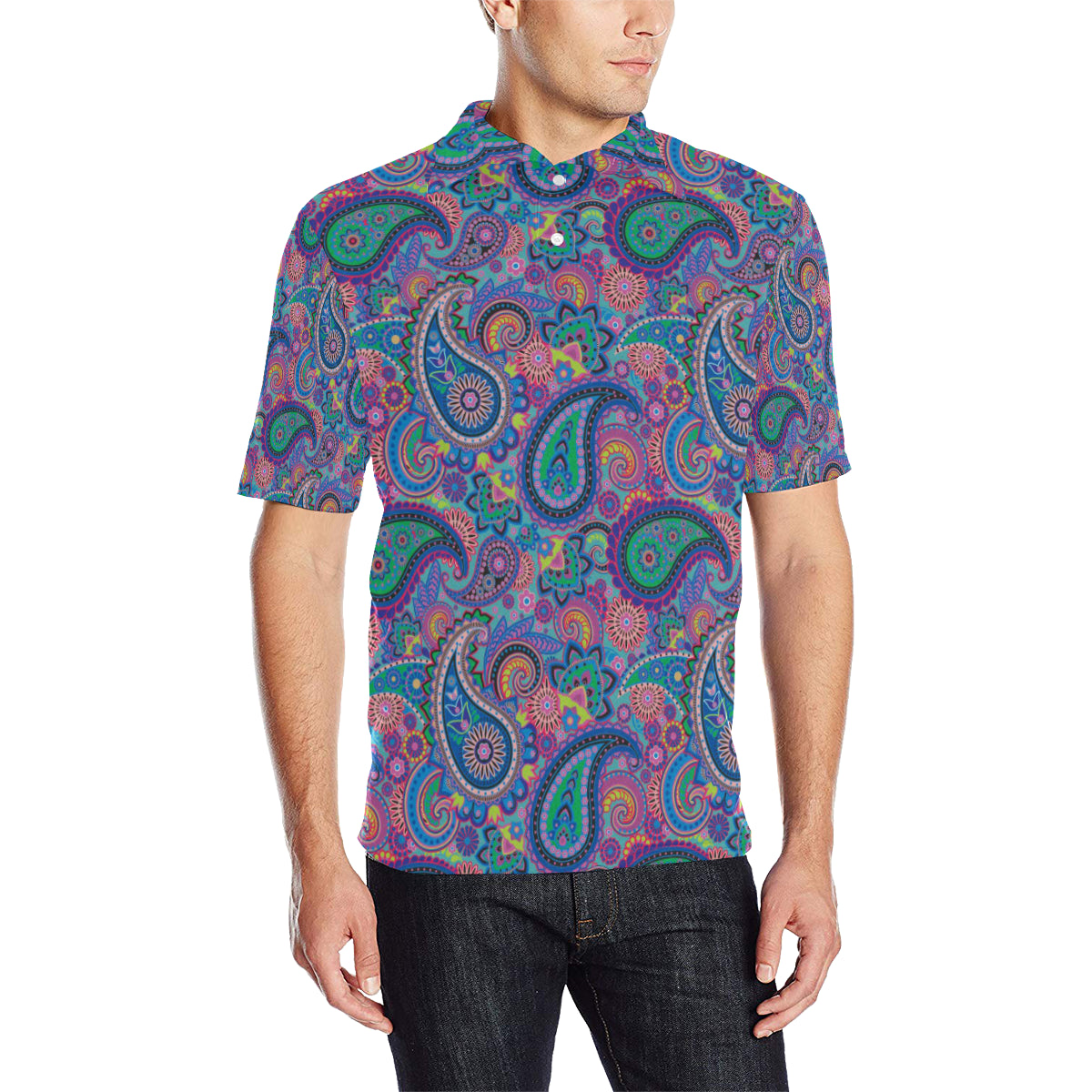 Paisley Colorful Pattern Print Design A02 Men Polo Shirt