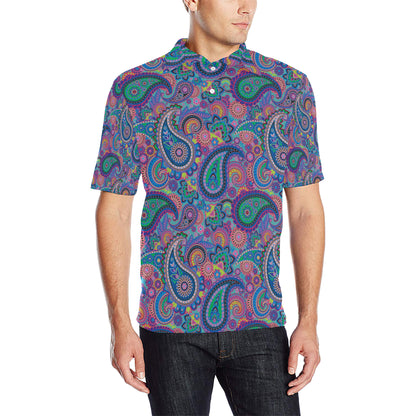 Paisley Colorful Pattern Print Design A02 Men Polo Shirt