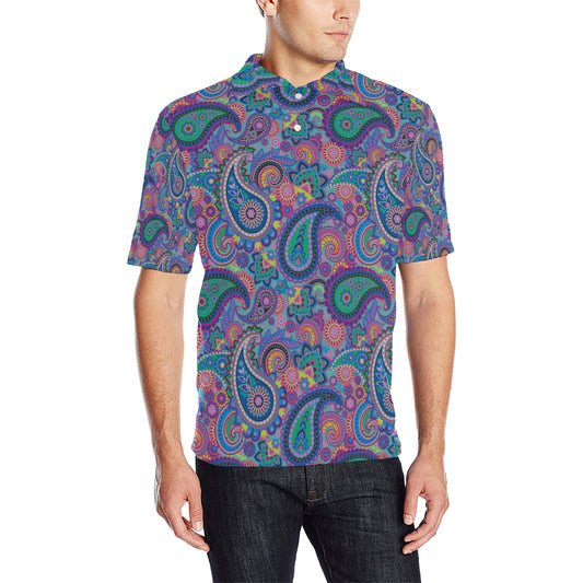 Paisley Colorful Pattern Print Design A02 Men Polo Shirt