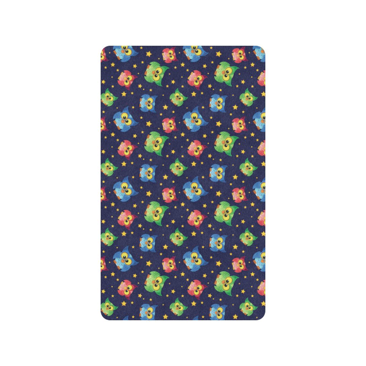 Owl with Star Themed Design Print Rubber Doormat