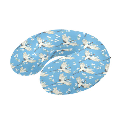 Crane Pattern Print Design 03 U-Shaped Travel Neck Pillow