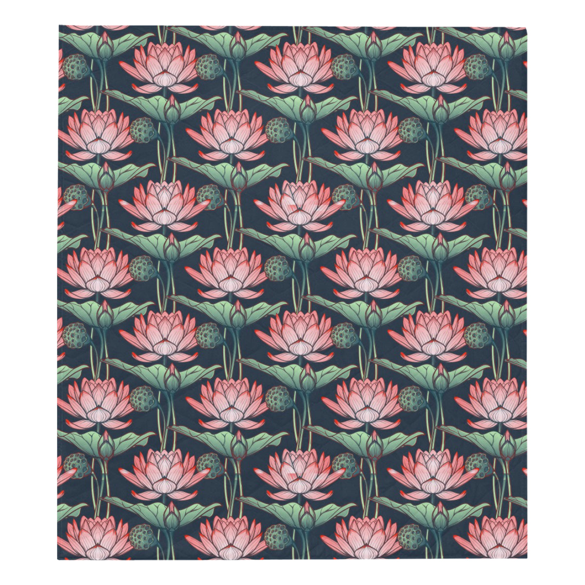 Water Lily Pattern Print Design WL03 Premium Quilt