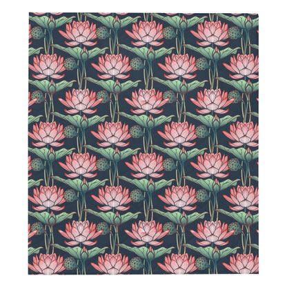 Water Lily Pattern Print Design WL03 Premium Quilt