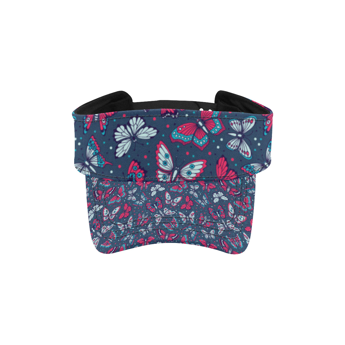 Butterfly Red Deep Blue Print Pattern Unisex Sun Visor