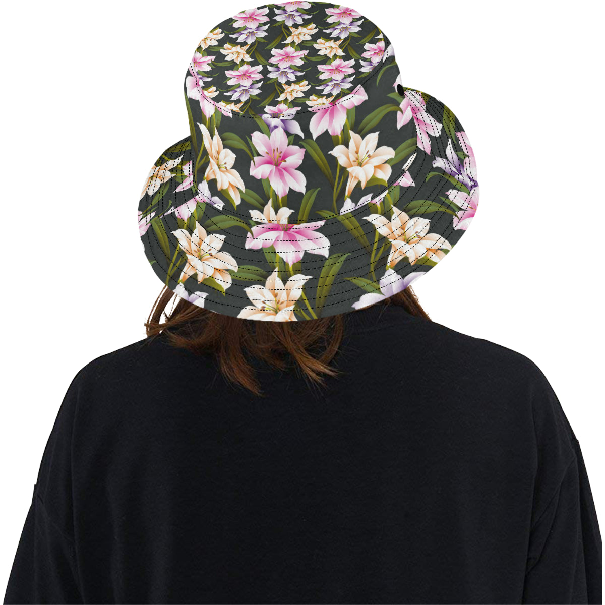 Lily Pattern Print Design LY01 Unisex Bucket Hat