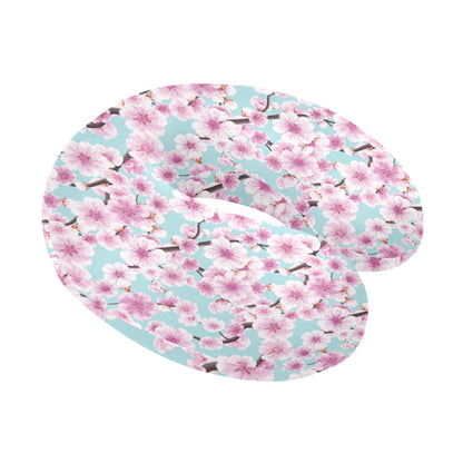 Cherry Blossom Pattern Print Design 01 U-Shaped Travel Neck Pillow