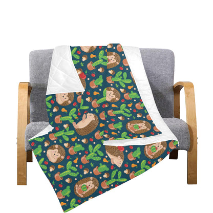 Hedgehog Cactus Pattern Print Design 04 Premium Quilt