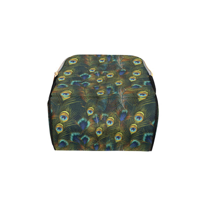 Peacock Feather Pattern Print Design A03 Diaper Bag Backpack