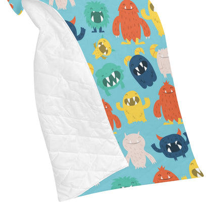 Monster Cartoon Pattern Print Design 03 Premium Quilt