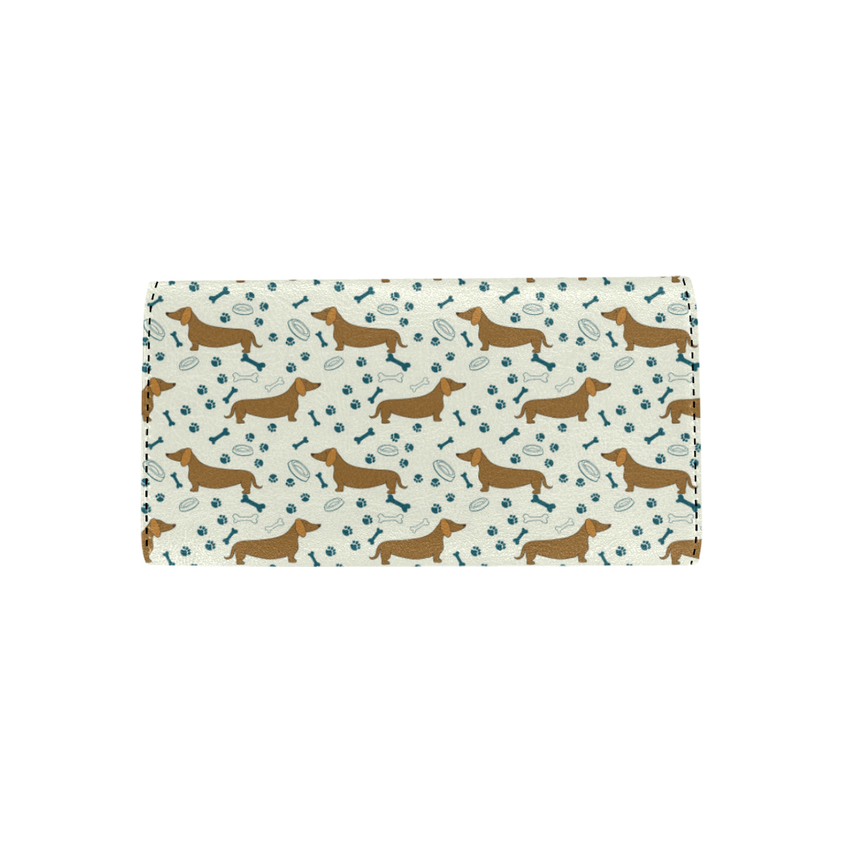 Dachshund Pattern Print Design 01 Women's Trifold Wallet