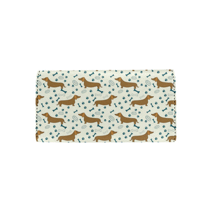 Dachshund Pattern Print Design 01 Women's Trifold Wallet