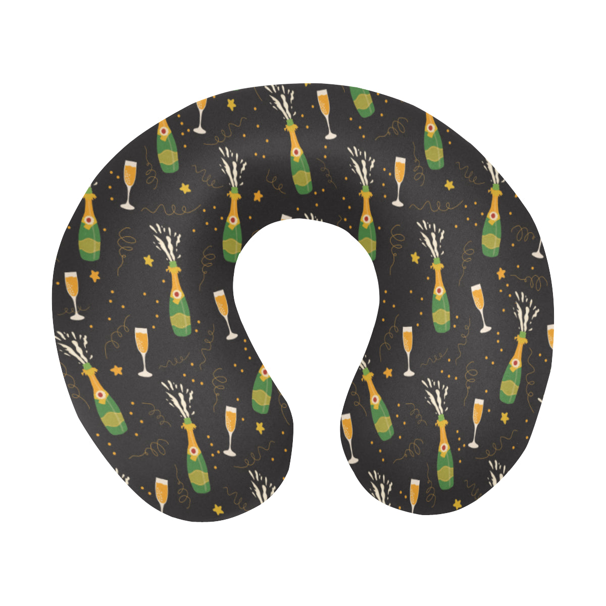 Champagne Pattern Print Design 04 U-Shaped Travel Neck Pillow