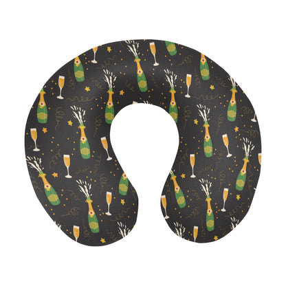 Champagne Pattern Print Design 04 U-Shaped Travel Neck Pillow