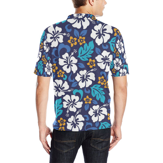 Hibiscus Pattern Print Design HB030 Men Polo Shirt