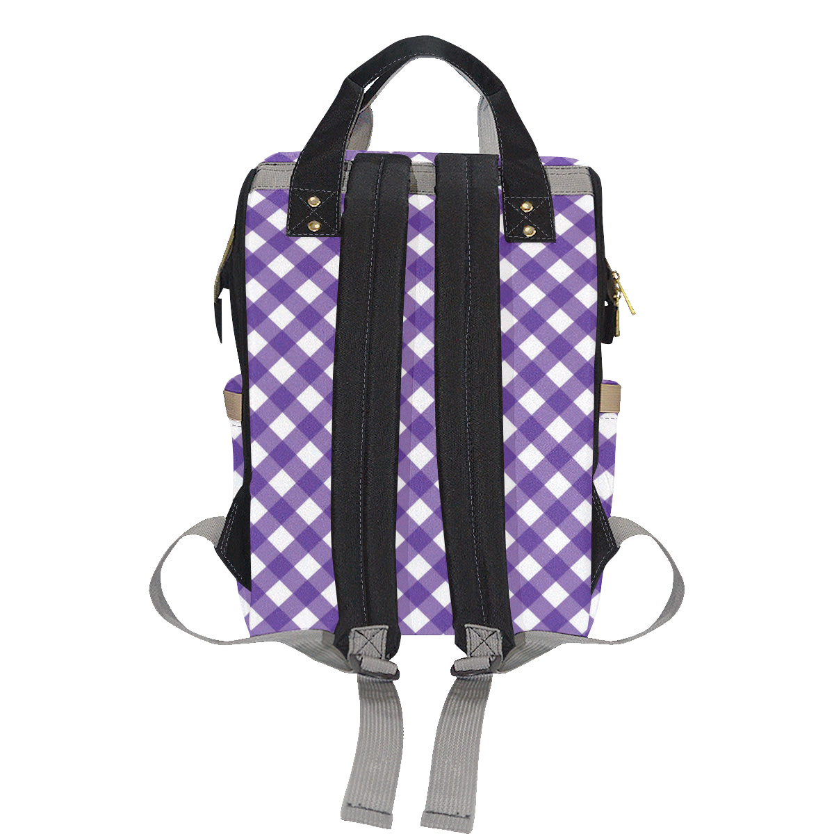 Gingham Purple Pattern Print Design 03 Diaper Bag Backpack